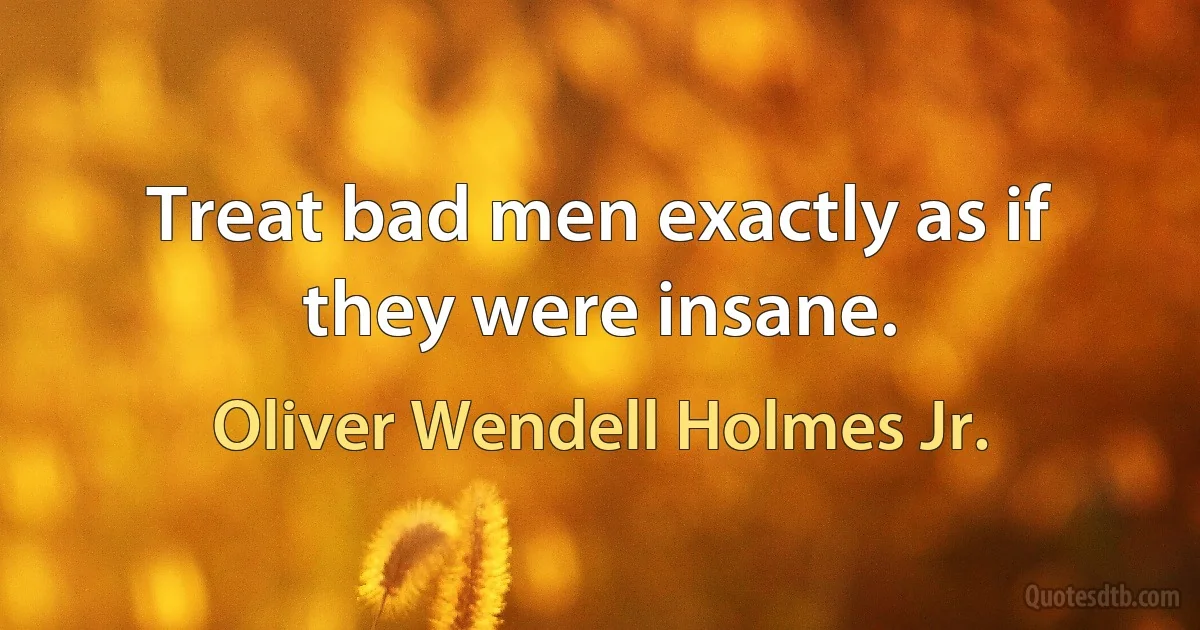 Treat bad men exactly as if they were insane. (Oliver Wendell Holmes Jr.)