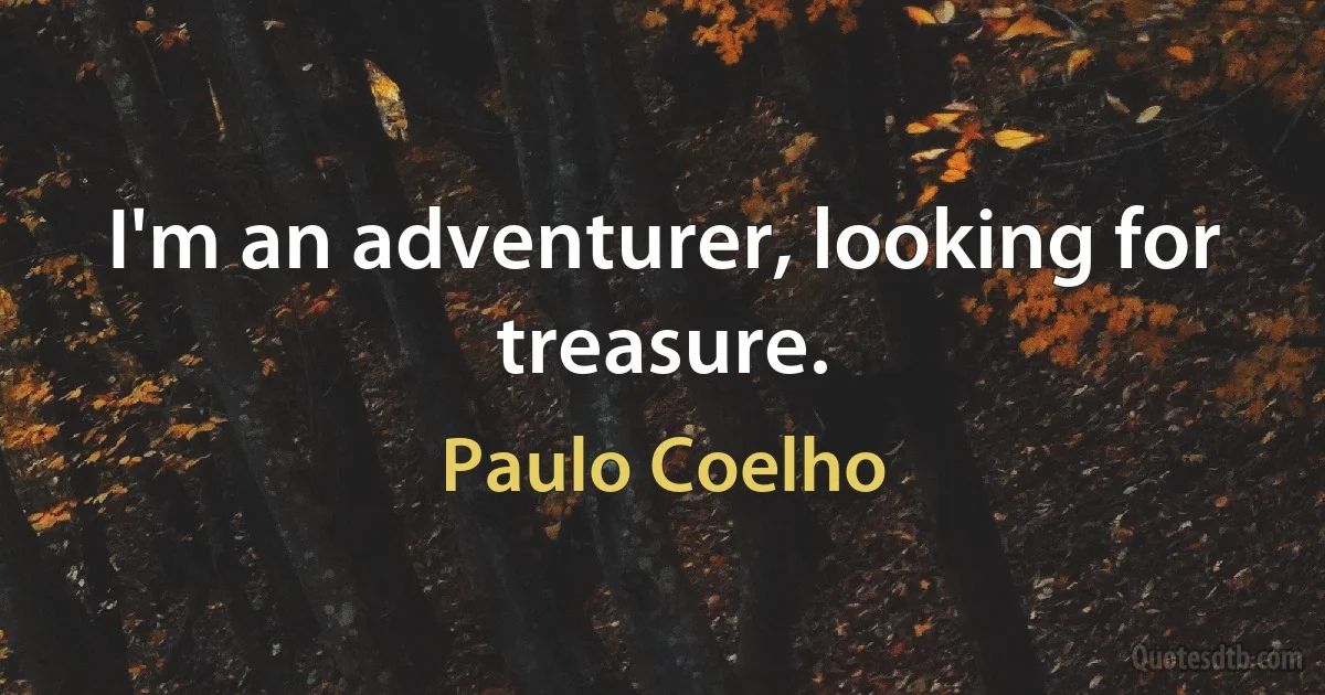 I'm an adventurer, looking for treasure. (Paulo Coelho)