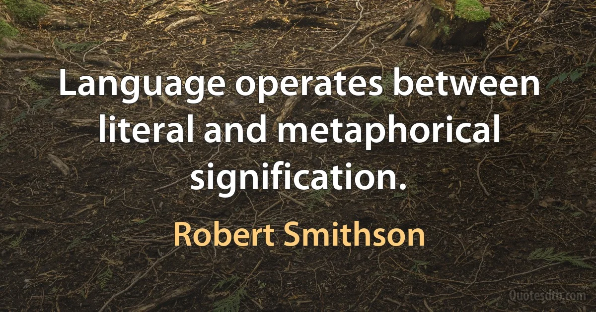 Language operates between literal and metaphorical signification. (Robert Smithson)