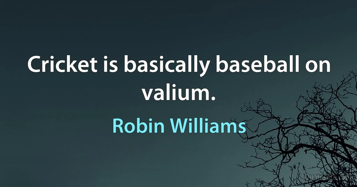 Cricket is basically baseball on valium. (Robin Williams)