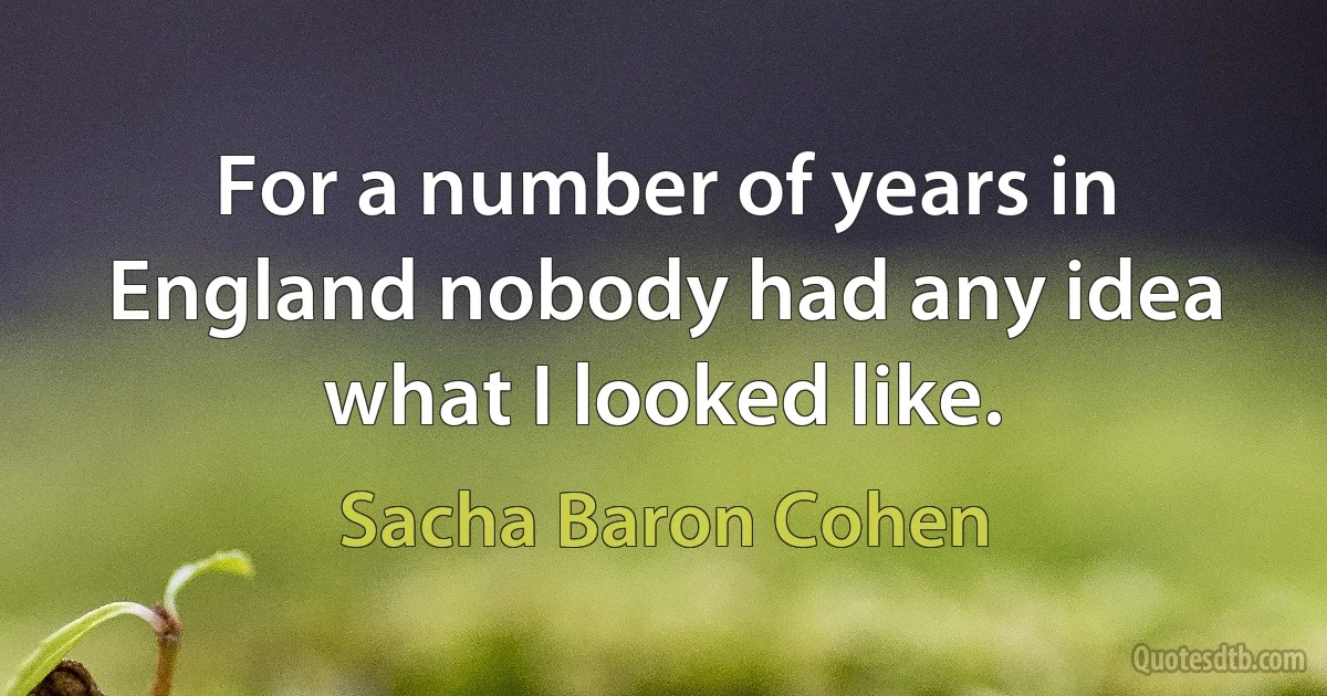 For a number of years in England nobody had any idea what I looked like. (Sacha Baron Cohen)