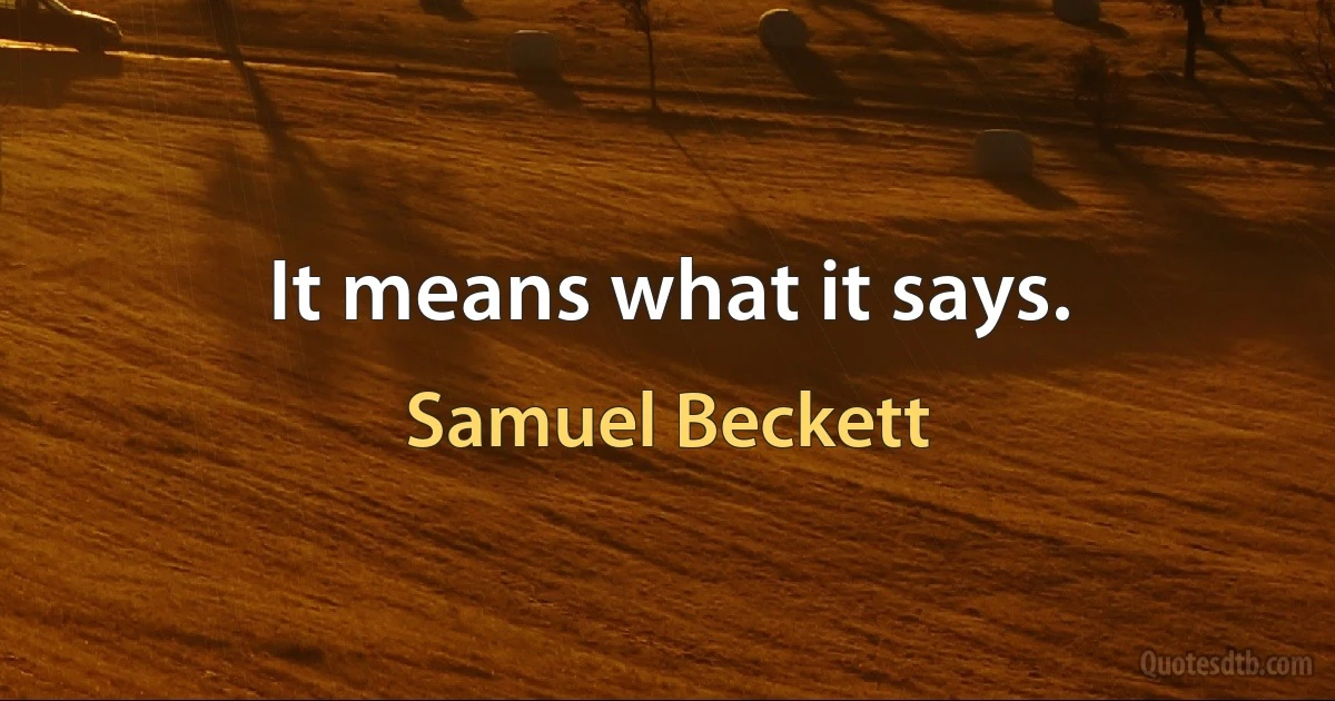 It means what it says. (Samuel Beckett)