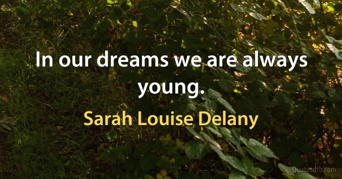 In our dreams we are always young. (Sarah Louise Delany)