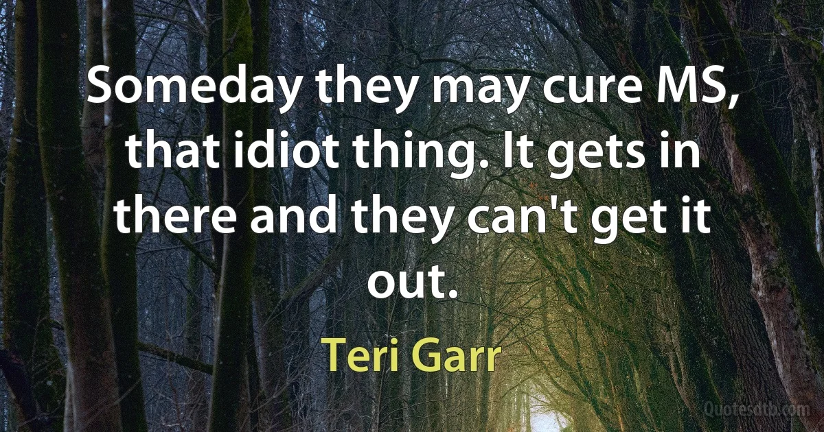 Someday they may cure MS, that idiot thing. It gets in there and they can't get it out. (Teri Garr)