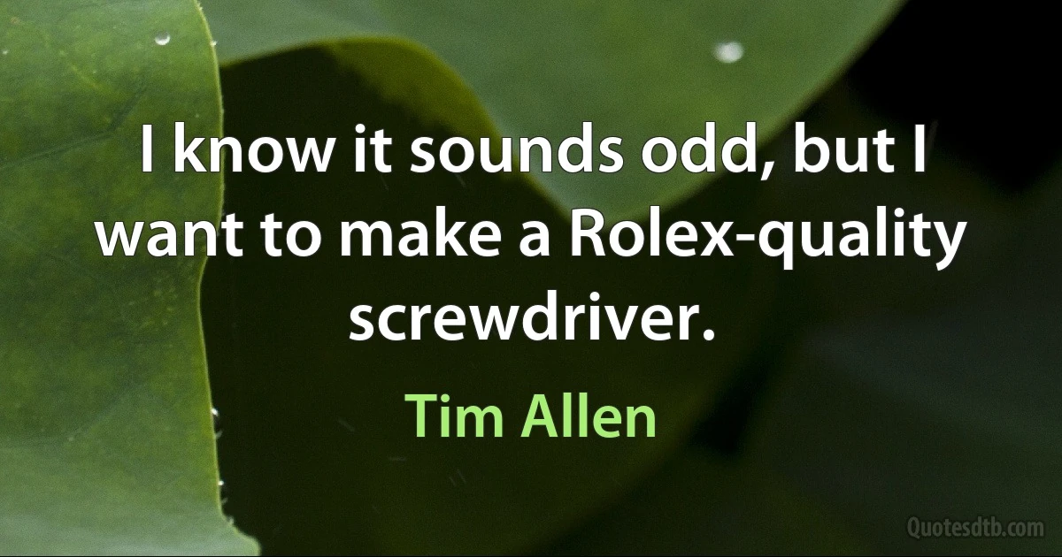 I know it sounds odd, but I want to make a Rolex-quality screwdriver. (Tim Allen)