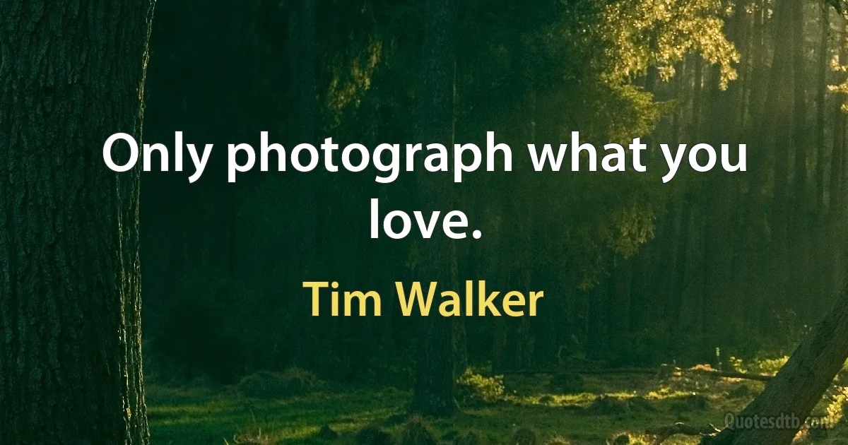 Only photograph what you love. (Tim Walker)