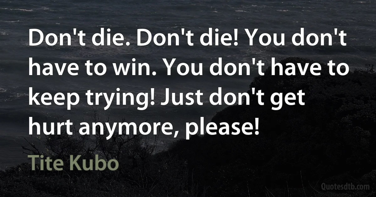 Don't die. Don't die! You don't have to win. You don't have to keep trying! Just don't get hurt anymore, please! (Tite Kubo)