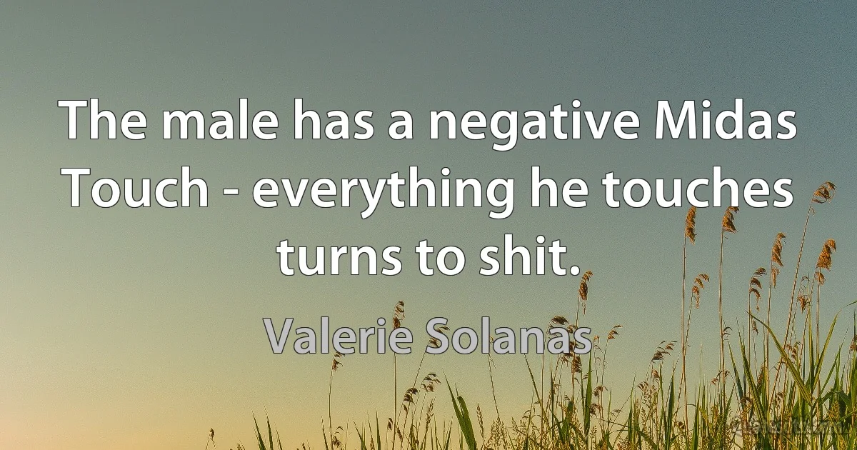 The male has a negative Midas Touch - everything he touches turns to shit. (Valerie Solanas)