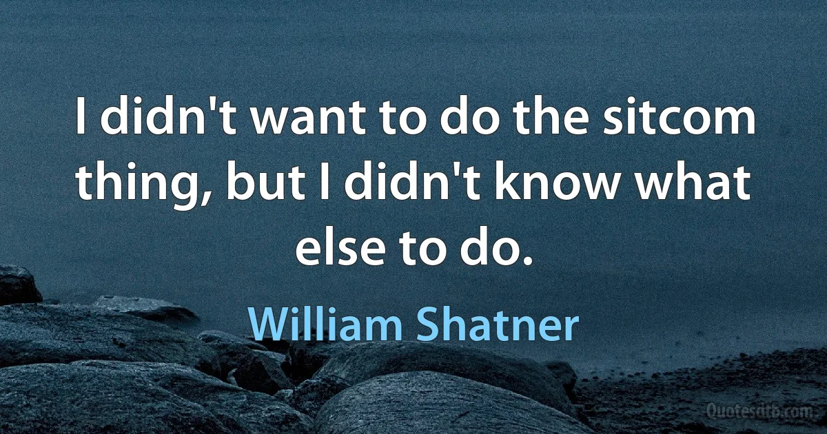 I didn't want to do the sitcom thing, but I didn't know what else to do. (William Shatner)