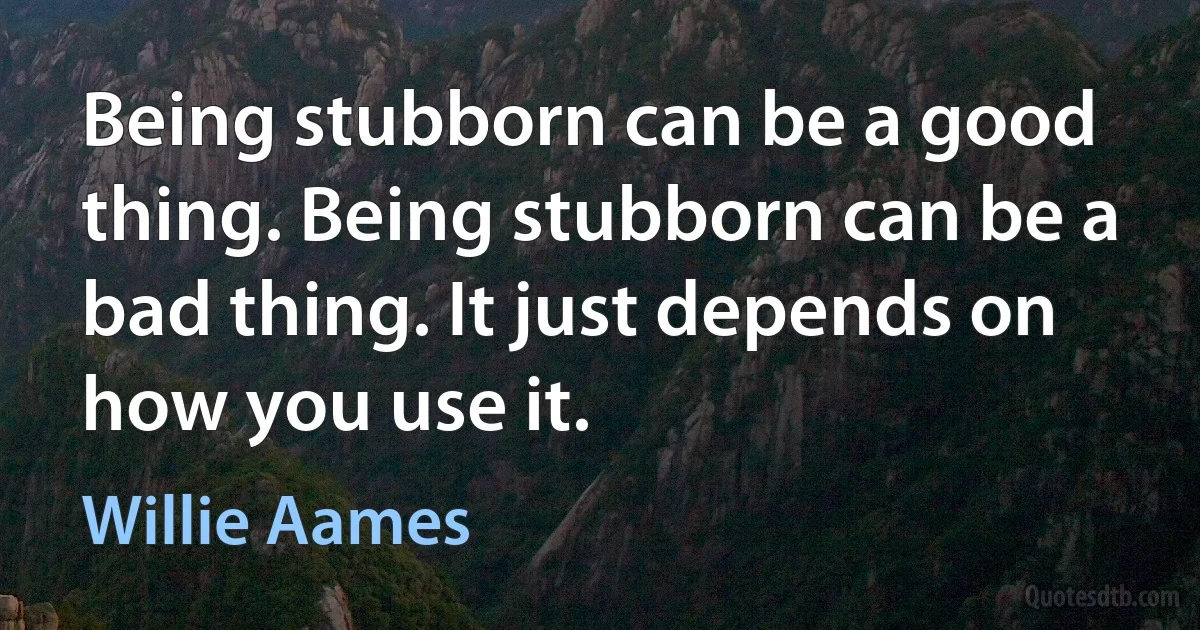 Being stubborn can be a good thing. Being stubborn can be a bad thing. It just depends on how you use it. (Willie Aames)