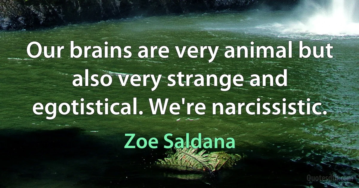 Our brains are very animal but also very strange and egotistical. We're narcissistic. (Zoe Saldana)