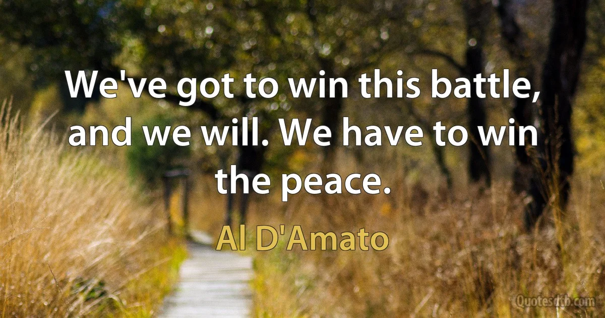 We've got to win this battle, and we will. We have to win the peace. (Al D'Amato)