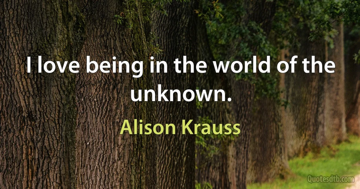 I love being in the world of the unknown. (Alison Krauss)