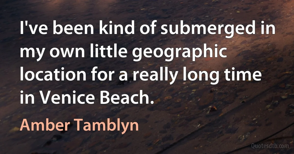 I've been kind of submerged in my own little geographic location for a really long time in Venice Beach. (Amber Tamblyn)