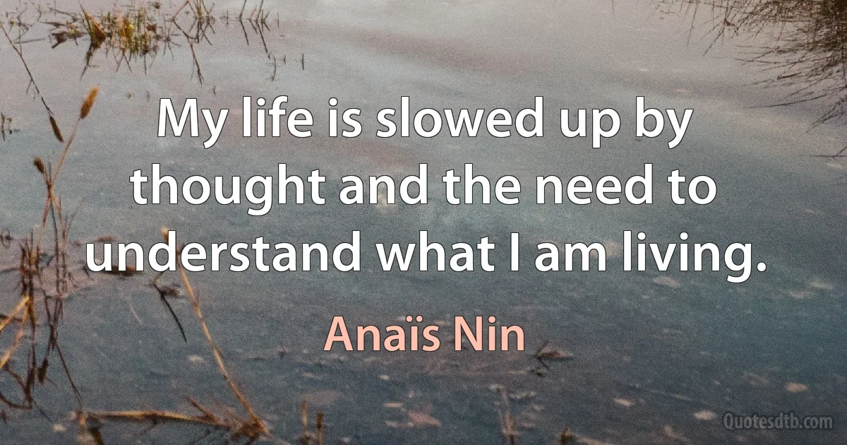 My life is slowed up by thought and the need to understand what I am living. (Anaïs Nin)