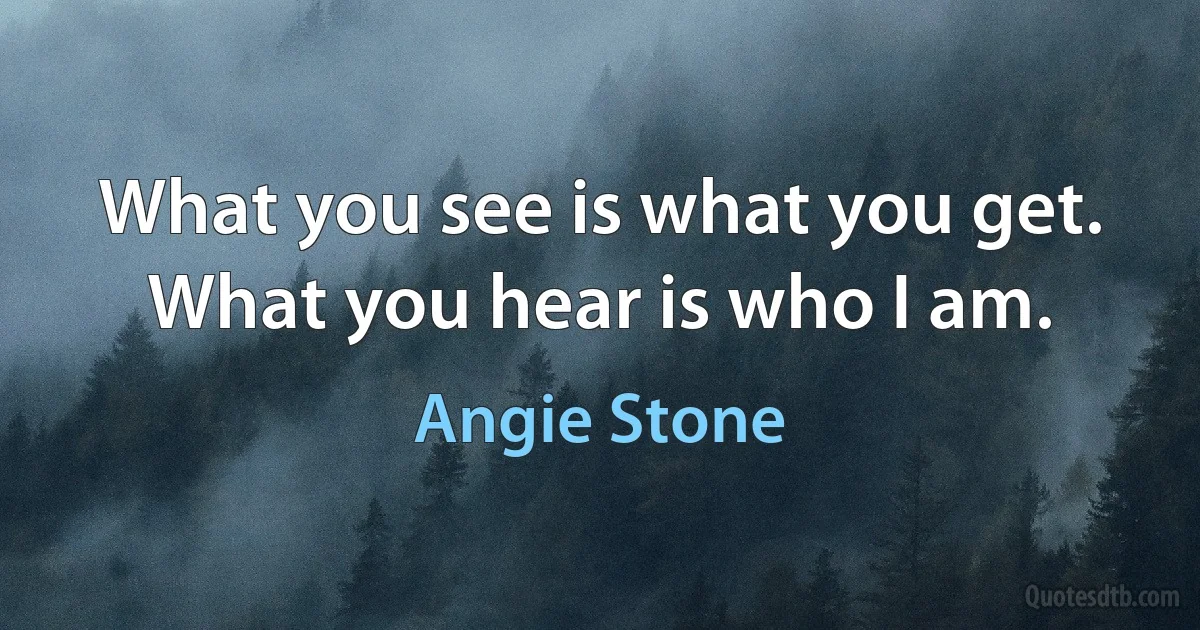 What you see is what you get. What you hear is who I am. (Angie Stone)