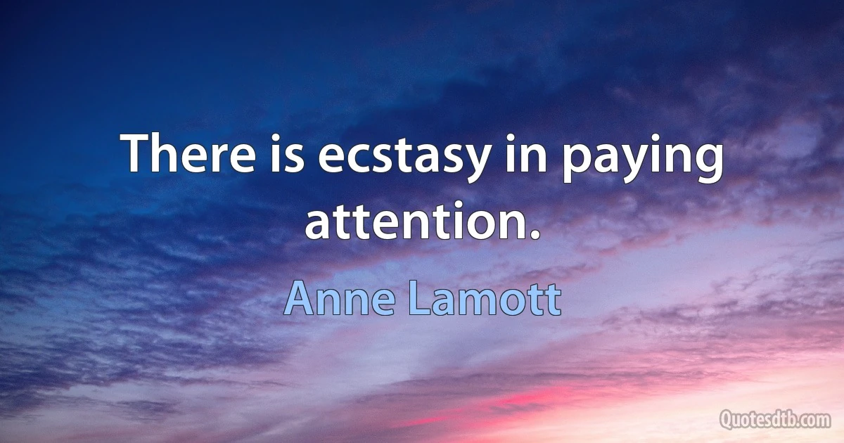 There is ecstasy in paying attention. (Anne Lamott)