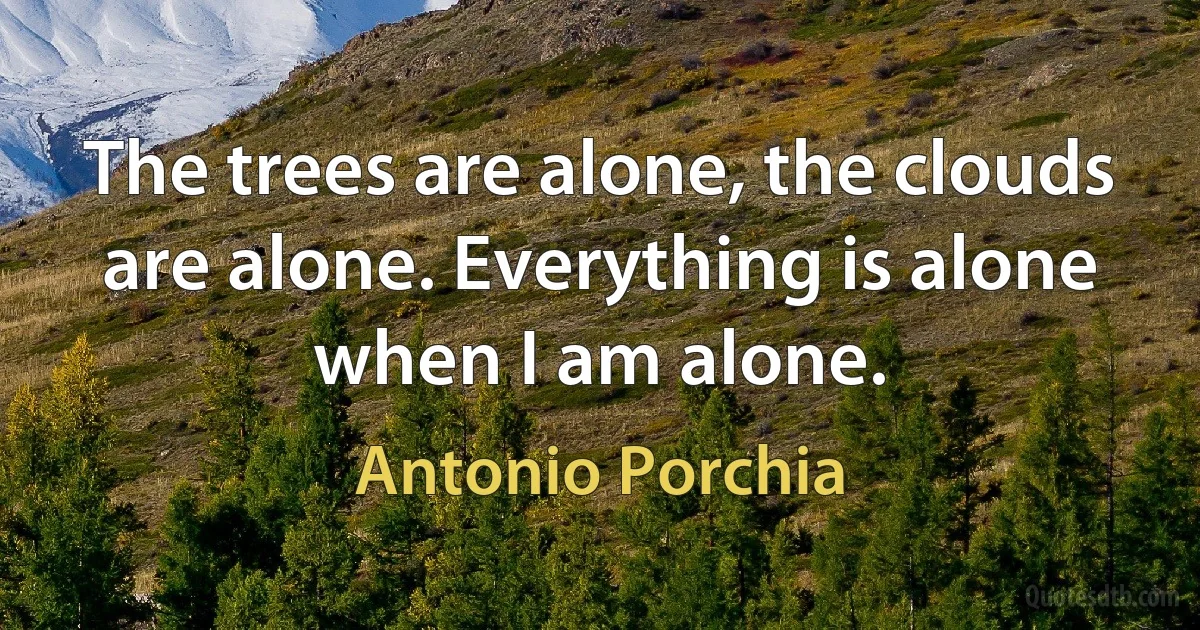 The trees are alone, the clouds are alone. Everything is alone when I am alone. (Antonio Porchia)