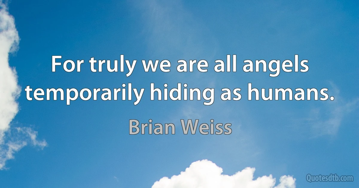 For truly we are all angels temporarily hiding as humans. (Brian Weiss)