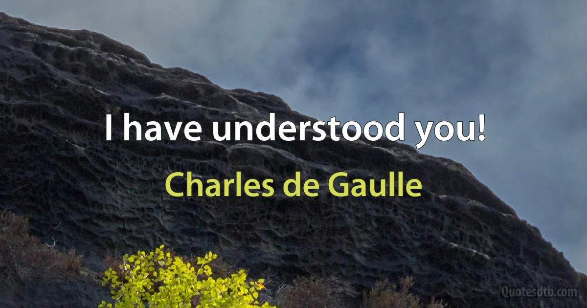 I have understood you! (Charles de Gaulle)