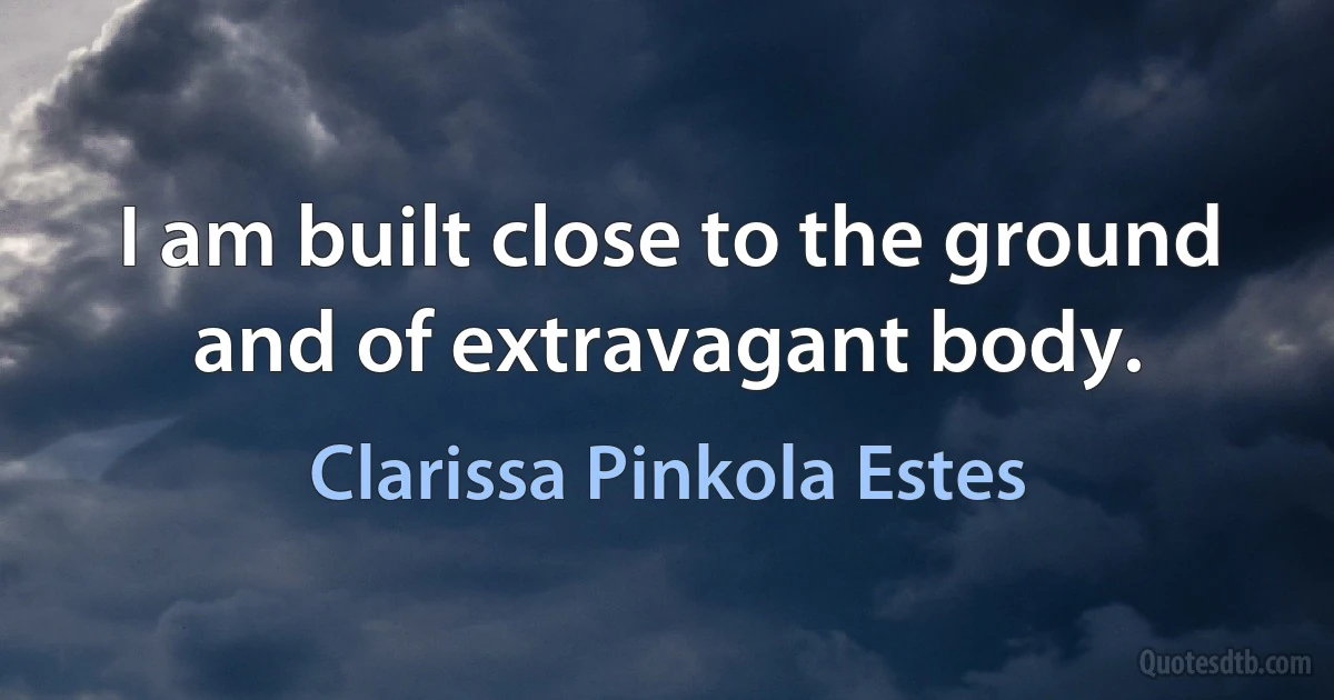 I am built close to the ground and of extravagant body. (Clarissa Pinkola Estes)