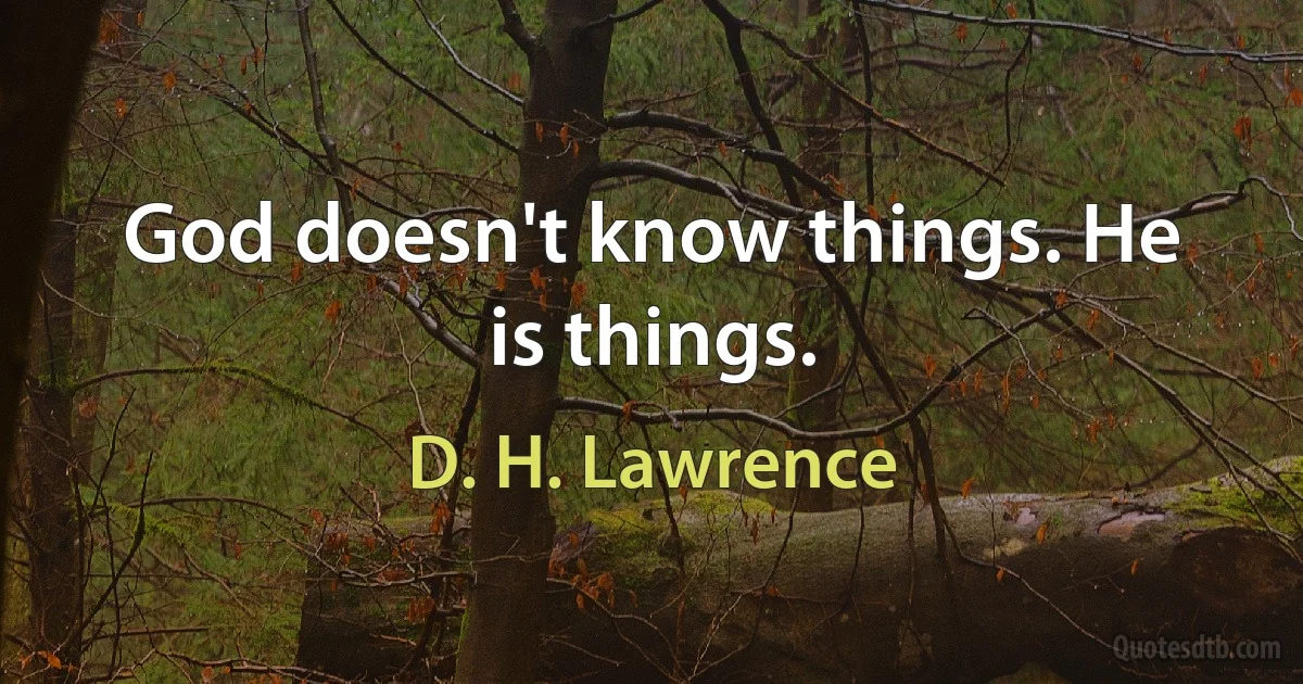 God doesn't know things. He is things. (D. H. Lawrence)