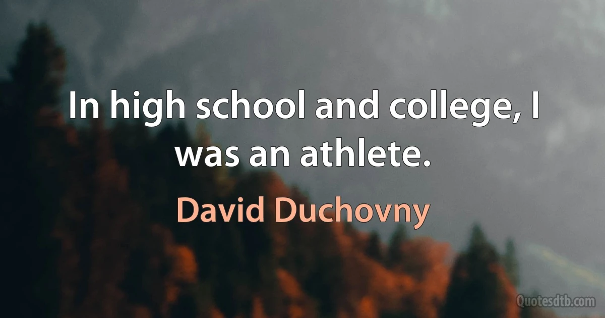 In high school and college, I was an athlete. (David Duchovny)