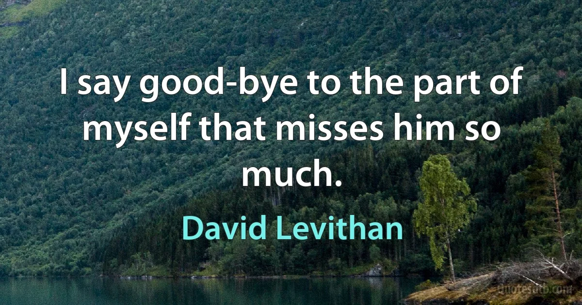 I say good-bye to the part of myself that misses him so much. (David Levithan)