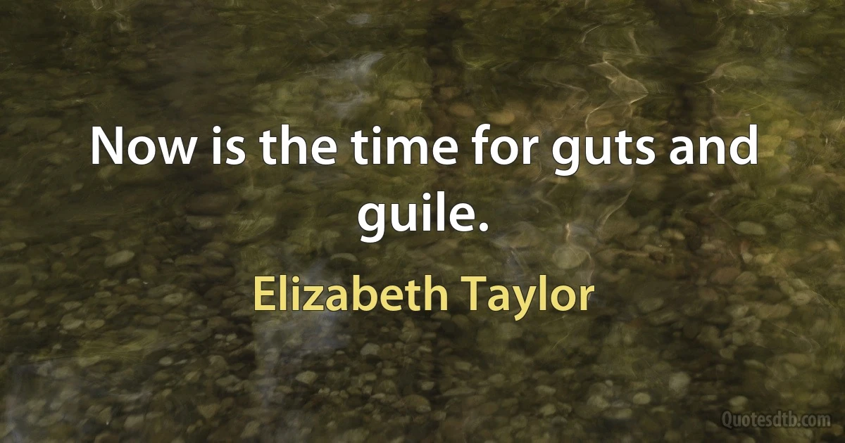 Now is the time for guts and guile. (Elizabeth Taylor)