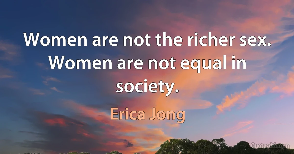 Women are not the richer sex. Women are not equal in society. (Erica Jong)