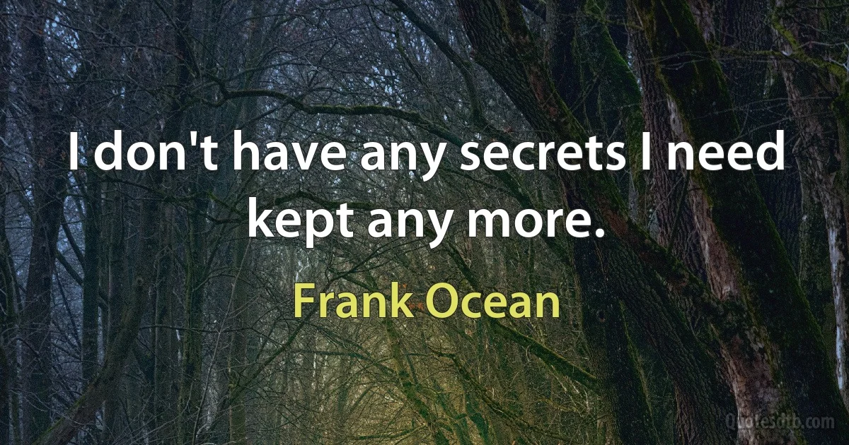 I don't have any secrets I need kept any more. (Frank Ocean)