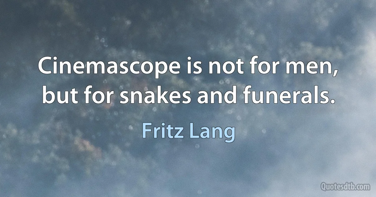 Cinemascope is not for men, but for snakes and funerals. (Fritz Lang)