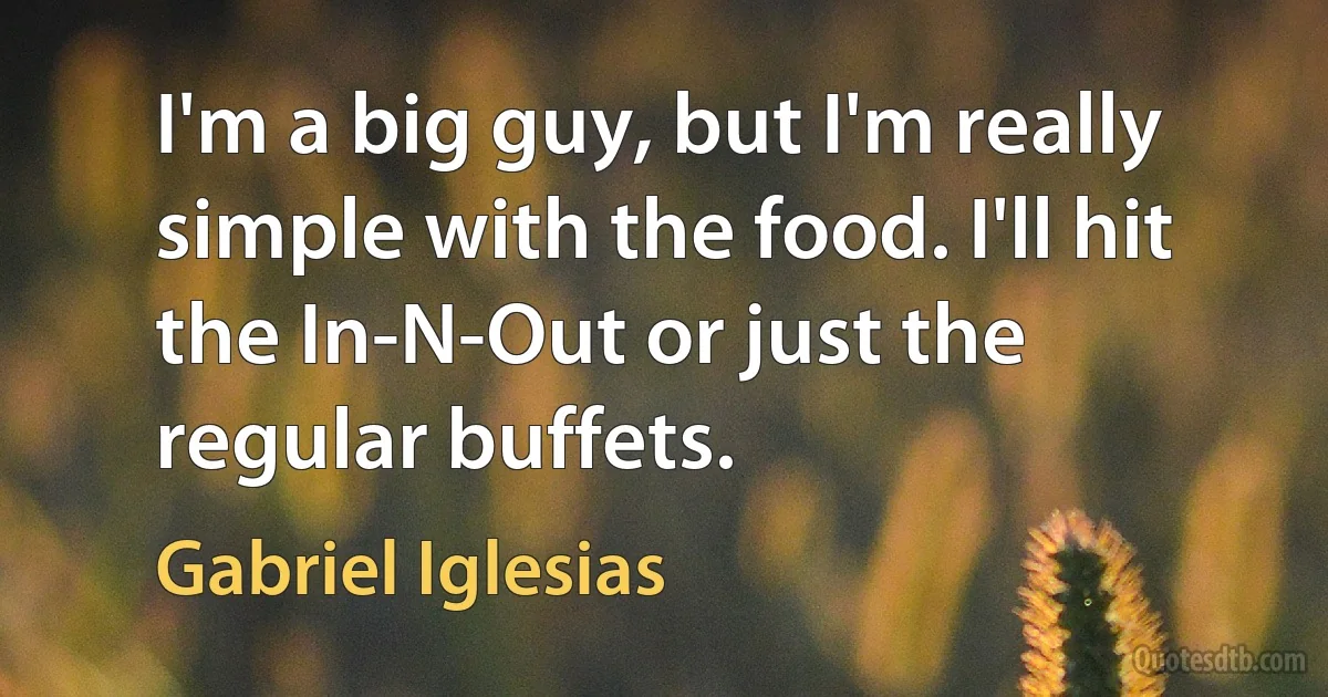 I'm a big guy, but I'm really simple with the food. I'll hit the In-N-Out or just the regular buffets. (Gabriel Iglesias)