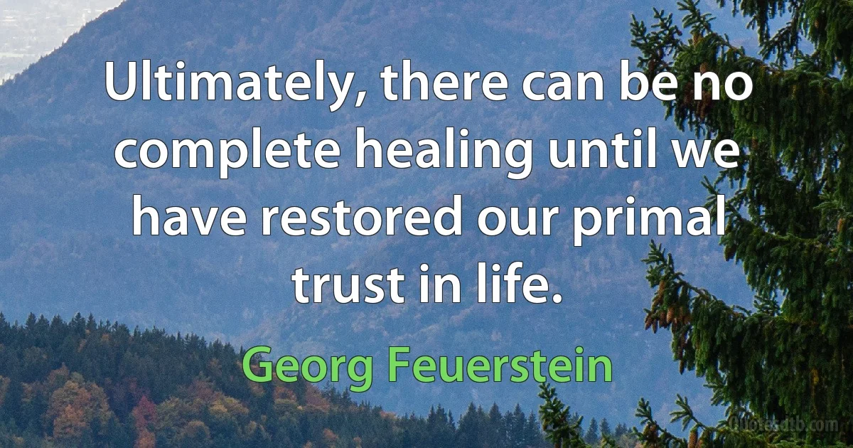 Ultimately, there can be no complete healing until we have restored our primal trust in life. (Georg Feuerstein)