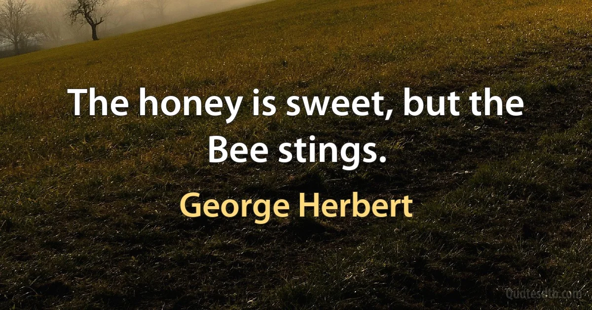 The honey is sweet, but the Bee stings. (George Herbert)