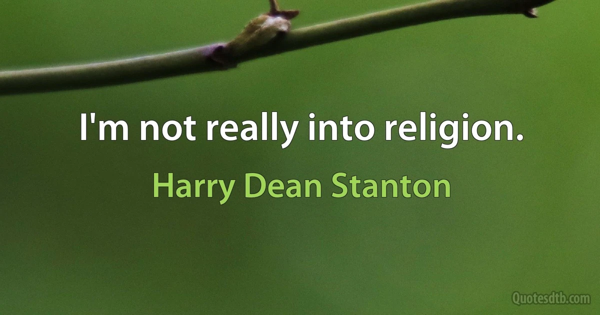 I'm not really into religion. (Harry Dean Stanton)