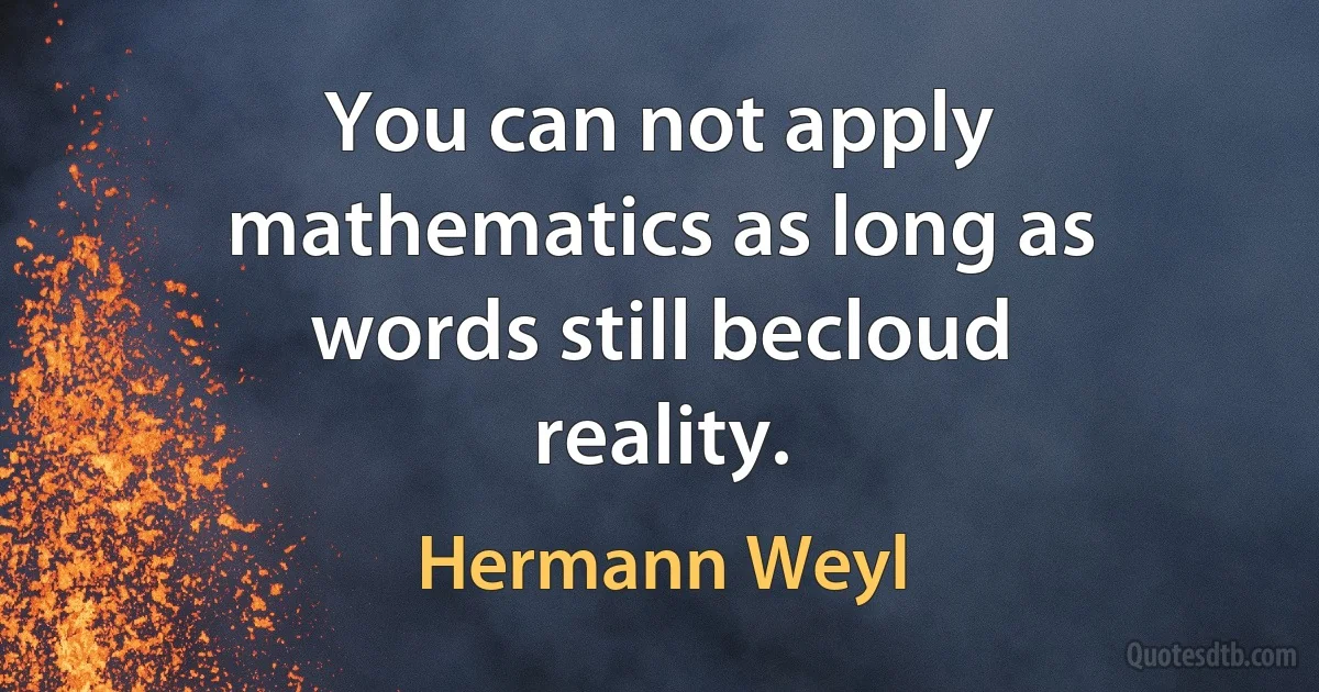 You can not apply mathematics as long as words still becloud reality. (Hermann Weyl)