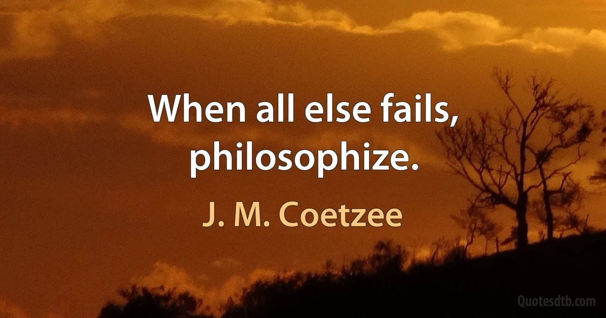 When all else fails, philosophize. (J. M. Coetzee)