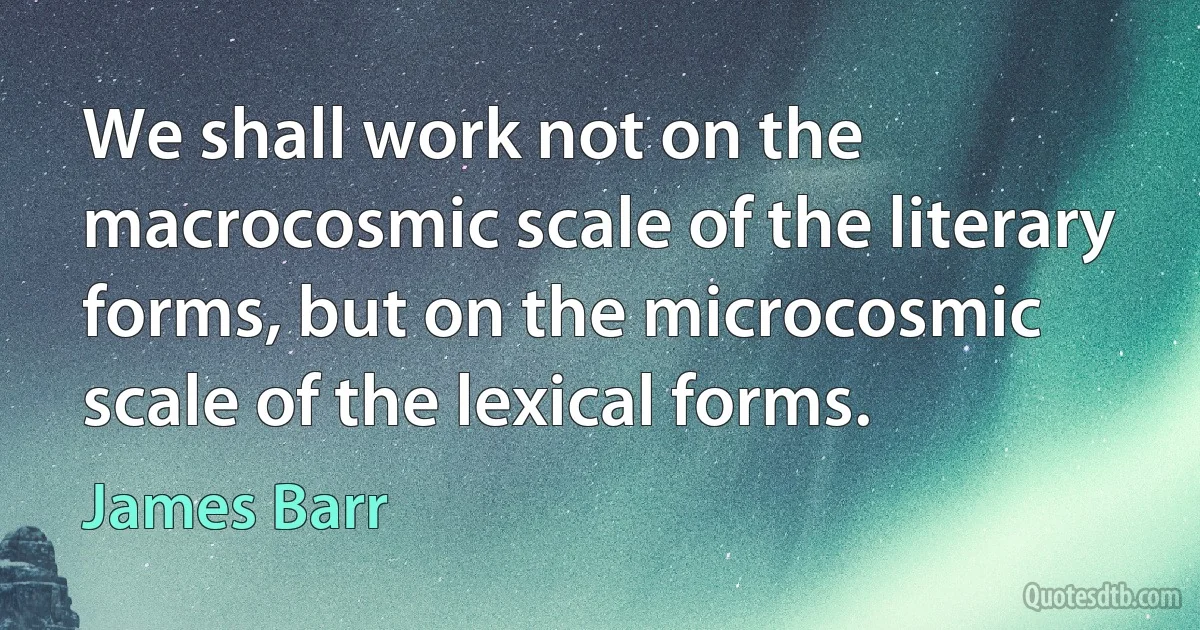 We shall work not on the macrocosmic scale of the literary forms, but on the microcosmic scale of the lexical forms. (James Barr)