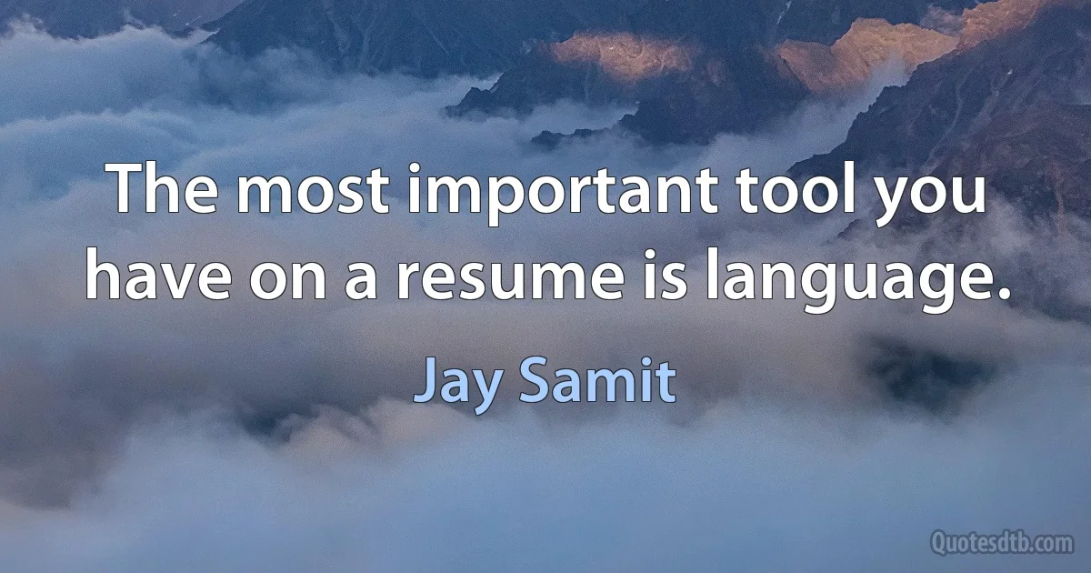 The most important tool you have on a resume is language. (Jay Samit)