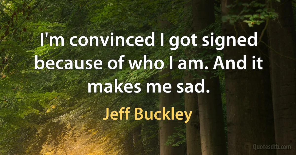 I'm convinced I got signed because of who I am. And it makes me sad. (Jeff Buckley)