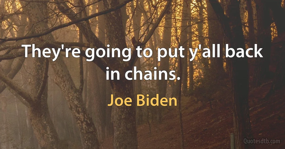 They're going to put y'all back in chains. (Joe Biden)