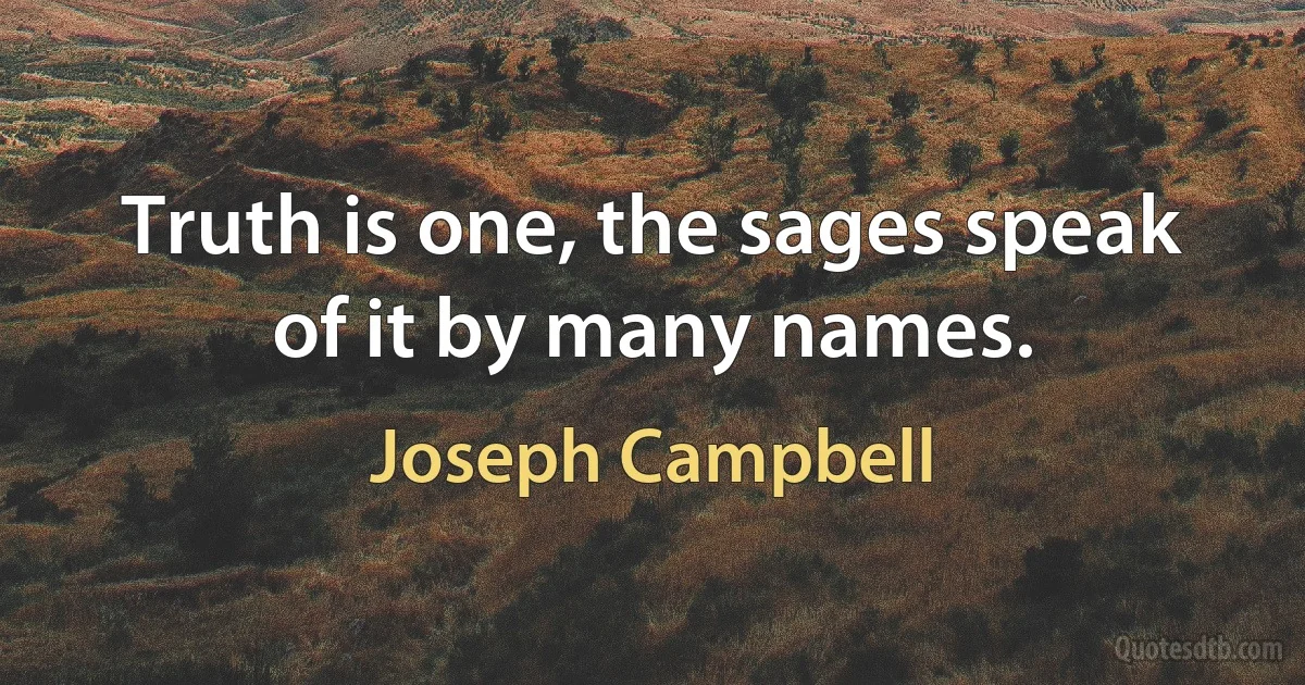 Truth is one, the sages speak of it by many names. (Joseph Campbell)