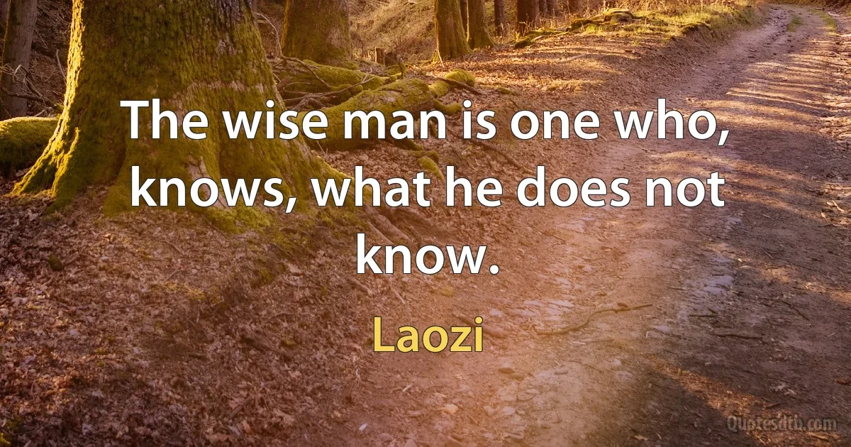 The wise man is one who, knows, what he does not know. (Laozi)