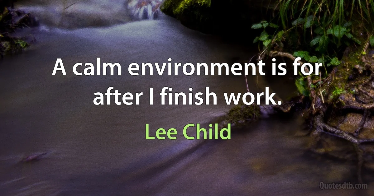 A calm environment is for after I finish work. (Lee Child)