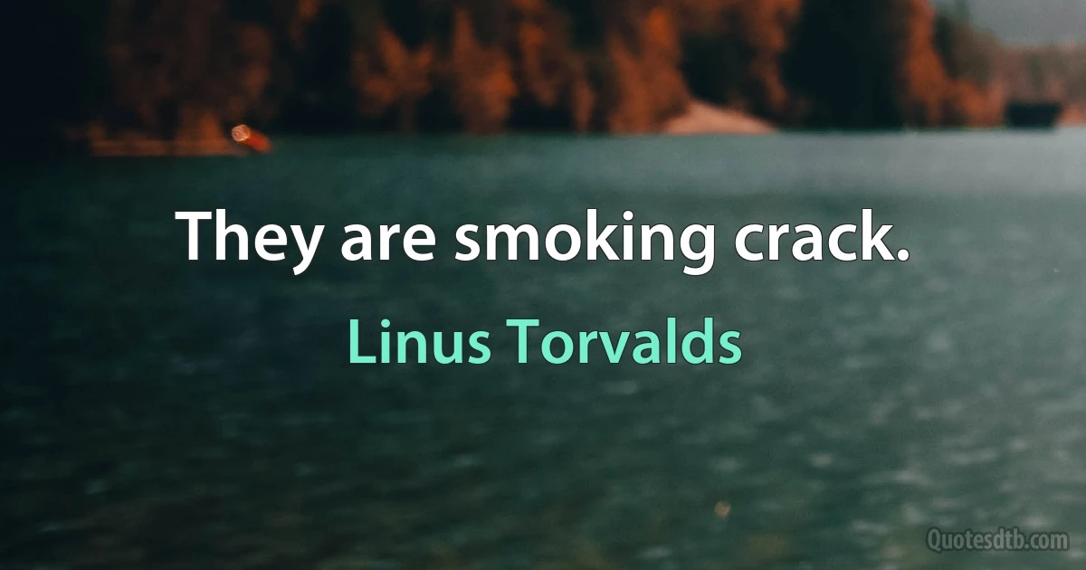 They are smoking crack. (Linus Torvalds)