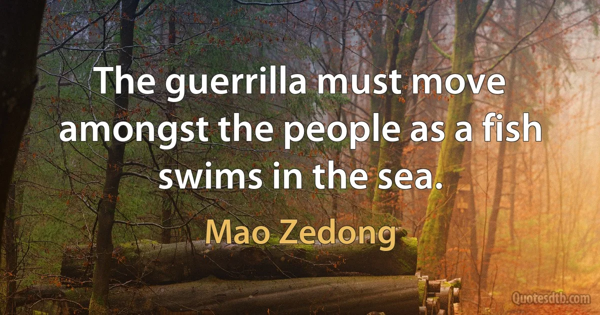 The guerrilla must move amongst the people as a fish swims in the sea. (Mao Zedong)