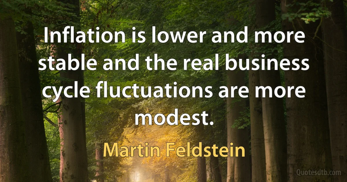 Inflation is lower and more stable and the real business cycle fluctuations are more modest. (Martin Feldstein)