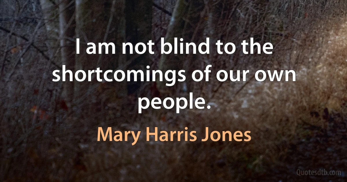 I am not blind to the shortcomings of our own people. (Mary Harris Jones)