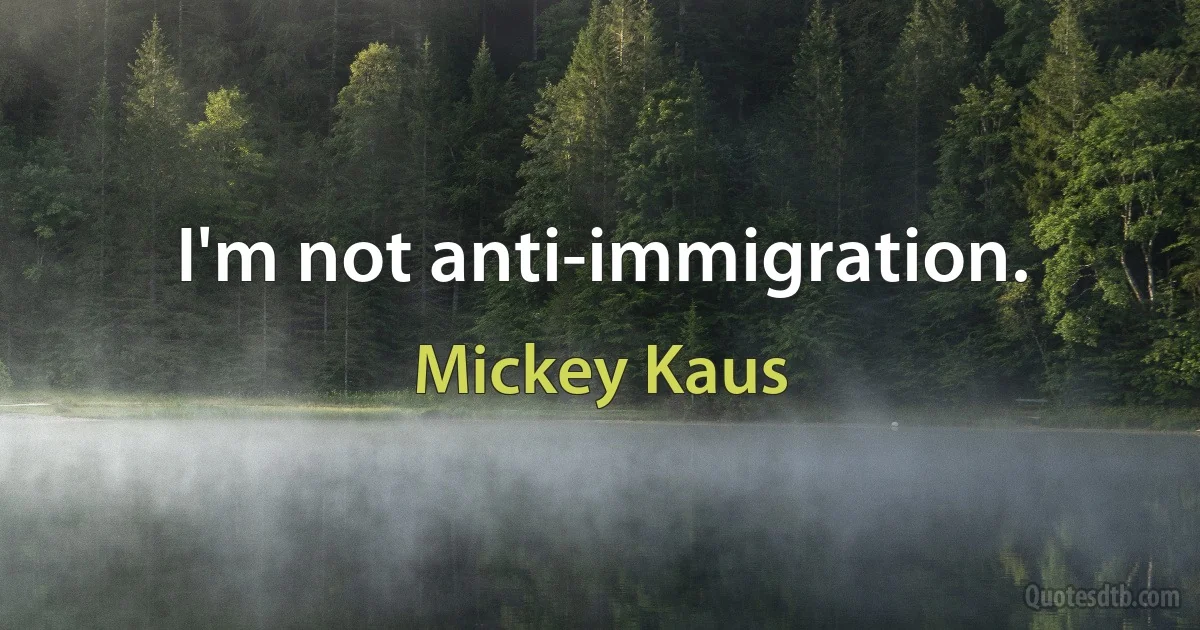 I'm not anti-immigration. (Mickey Kaus)